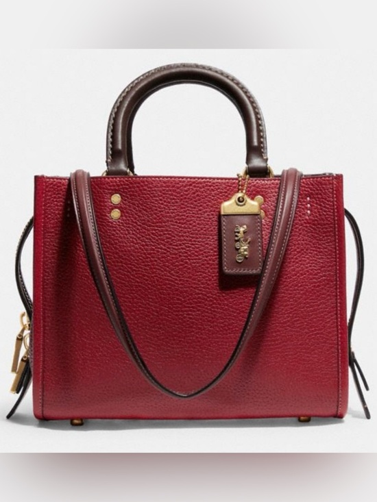 Coach Handbags - Coach Pebbled Leather Rogue 25 in Brick Red/Colorblock